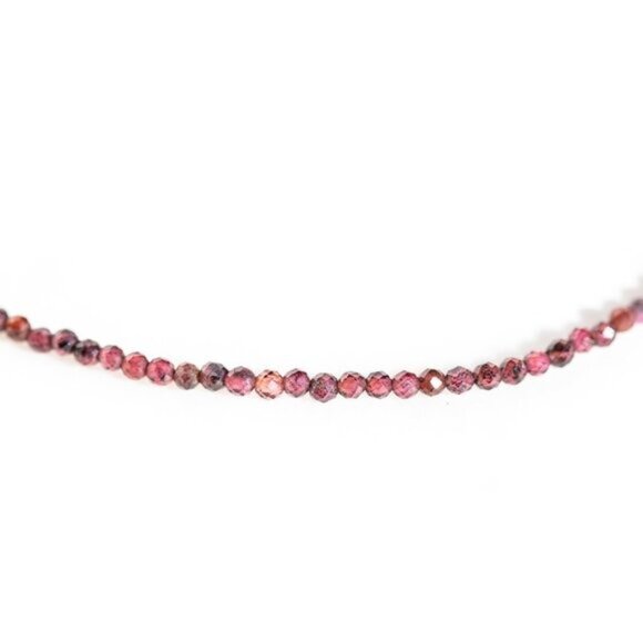 Tiny Garnet Beaded Choker Minimalist Layering Necklace Waterproof Gold PRETTY - Picture 7 of 11